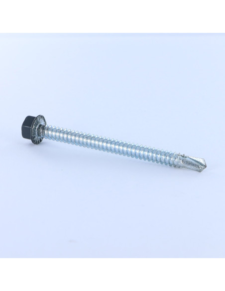 Autoperfurante cabeça hexagonal 6,3X75 rede de chapa Aço zinco branco LAQ RAL7016 cinzento antracite