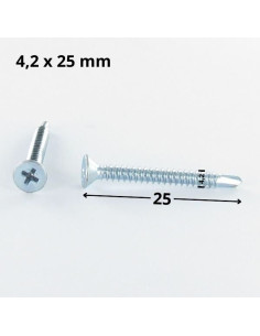 Autoperfurante cabeça fresada phillips 4,2 x 25 rede de chapa Aço zinco branco 2