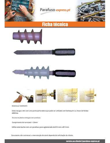 Bucha metálica autoperfurante RAWLPLUG 13X31 com PARAFUSO