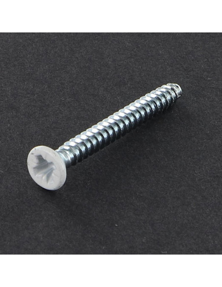 Parafuso de chapa cabeça fresada Pozi 3,5 x 32 Aço zinco branco ZG lacado a branco RAL9016 branco de sinalização