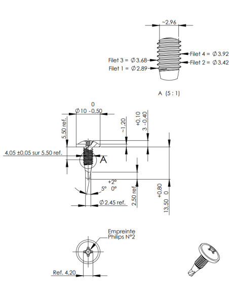 Autoperfurante cabeça de cogumelo phillips 4X13 Aço zinco branco Perno metais