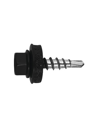 Autoperfurante cabeça hexagonal 4,8X19 Arruela estanque com junta de neopreno epdm Aço zinco branco RAL9011