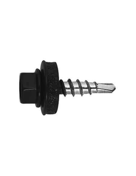 Autoperfurante cabeça hexagonal 4,8X19 Arruela estanque com junta de neopreno epdm Aço zinco branco RAL9011