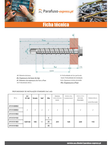 Parafuso de betão cabeça hexagonal flange com gola T18 12X110 Aço zinco branco