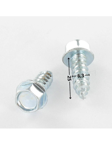 Parafuso de chapa cabeça hexagonal flange com gola 6,3X25 Aço zinco branco