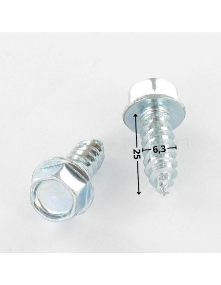 Parafuso de chapa cabeça hexagonal flange com gola 6,3X25 Aço zinco branco