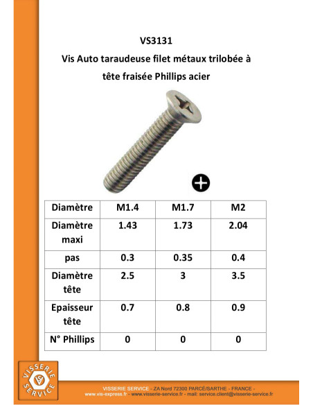 Parafuso autorroscante Perno metais cabeça fresada phillips Aço zinco branco 2X10 microparafusos