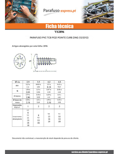 Parfuso de pvc cabeça cilíndrica panela Pozi 3,5X 5/8 cut ponto antifenda tipo 17 Aço zinco branco