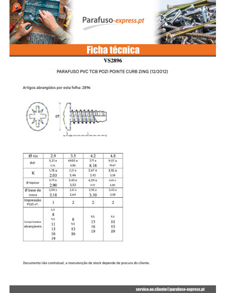 Parfuso de pvc cabeça cilíndrica panela Pozi 3,5X 5/8 cut ponto antifenda tipo 17 Aço zinco branco