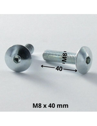 PARAFUSO cabeça de cogumelo M8X40 chave de 5 Aço zinco branco