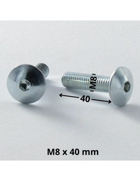 PARAFUSO cabeça de cogumelo M8X40 chave de 5 Aço zinco branco
