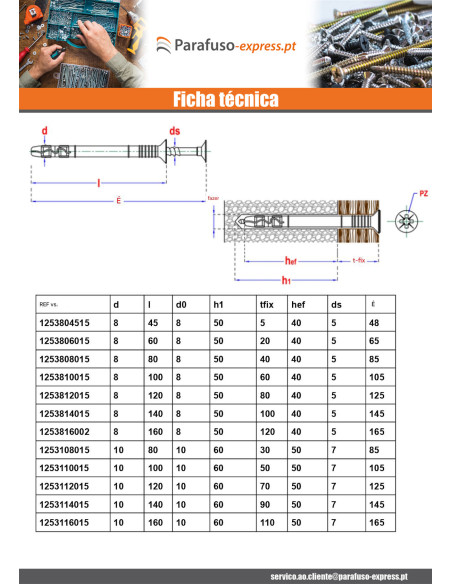 Âncora de martelo parafuso de prego Aço zinco branco 5X30