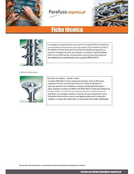 PARAFUSO Spax cabeça fresada TORX T20 4X60 roscado sobre 34 rosca parcial WIROX