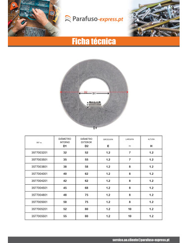 Arruela de bloqueio com saliência interna 8X20X0,8 Tipo F 3 Aço bruto