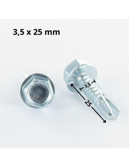 Autoperfurante cabeça hexagonal 3,5 x 25 rede de chapa Aço zinco branco