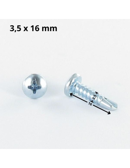 Autoperfurante cabeça cilíndrica panela phillips 3,5 x 16 rede de chapa Aço zinco branco