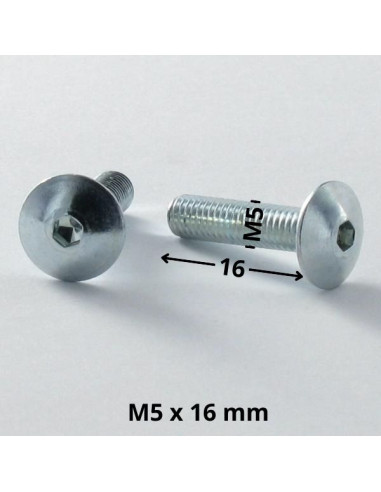 PARAFUSO cabeça de cogumelo M5X16 chave de 3 Aço zinco branco