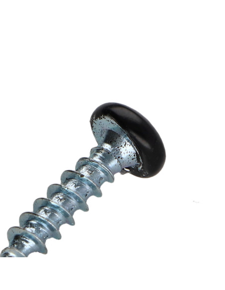 Parafuso de madeira aglomerado cabeça redonda Pozi PZ6 3,5 x 15 Aço zinco branco lacado de preto RAL9005 preto