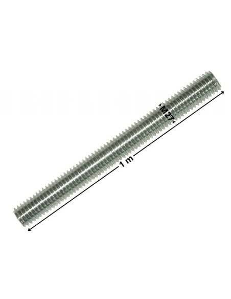Perno roscado M27 comprimento 1 metro Classe 8.8 Aço zinco branco