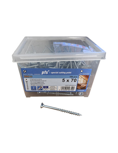 Balde de 160 Parafuso de madeira aglomerado 5X70 cabeça fresada TORX T25 cut ponto antifenda tipo 17 Aço zinco