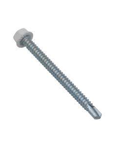 Autoperfurante cabeça hexagonal 6,3X75 rede de chapa Aço zinco branco RAL9016 LÍQUIDO 2