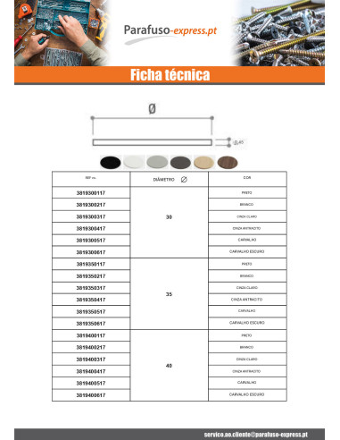 Tampa de proteção adesiva diâmetro 35 CARVALHO