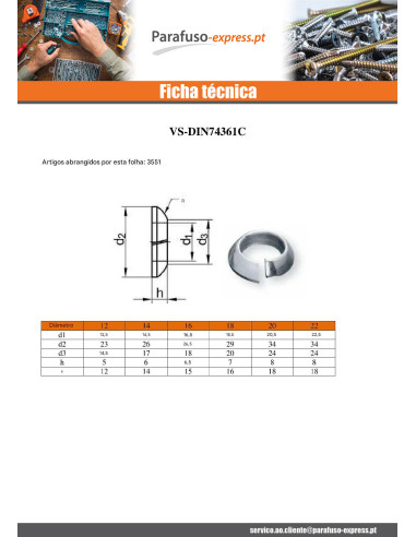Rondela Arruela cónico M20 Aço zinco branco - Parafuso Express