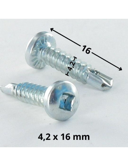 Autoperfurante cabeça cilíndrica EMPR quadrado 4,2 x 16 Aço zinco branco Parafuso com Cabeça com Fenda quadrada 2