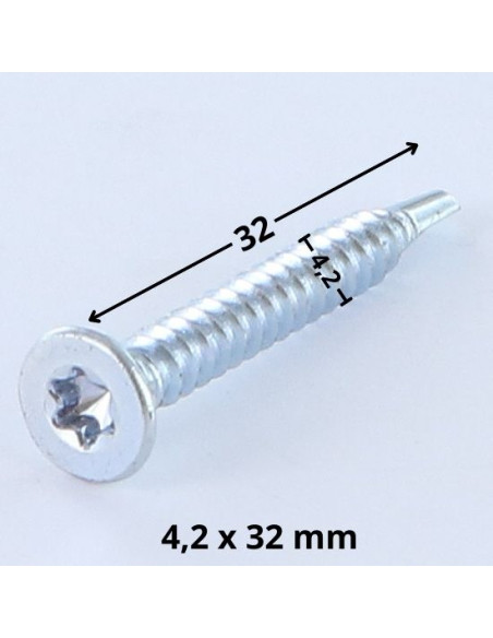 Autoperfurante cabeça fresada TORX T20 4,2 x 32 Aço zinco branco