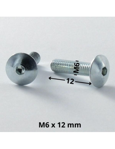 PARAFUSO cabeça de cogumelo M6X12 chave de 4 Aço zinco branco