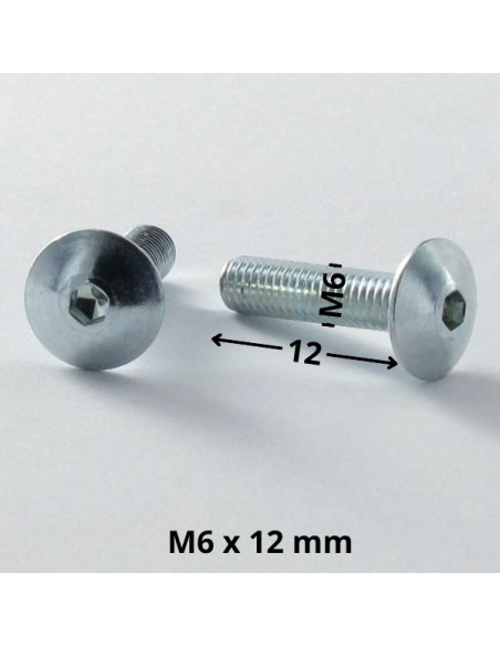 PARAFUSO cabeça de cogumelo M6X12 chave de 4 Aço zinco branco