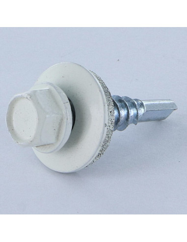 Autoperfurante cabeça hexagonal 4,8X19 Arruela estanque com junta de neopreno epdm Aço zinco branco RAL9010 branco