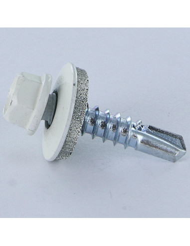 Autoperfurante cabeça hexagonal 4,8X19 Arruela estanque com junta de neopreno epdm Aço zinco branco RAL9010 branco
