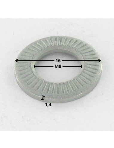 Arruelas de contacto M8X16X1,4 Aço zinco branco gama Z (estreita)