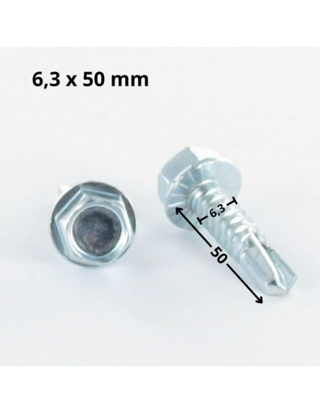 Autoperfurante cabeça hexagonal 6,3X50 rede de chapa Aço zinco branco