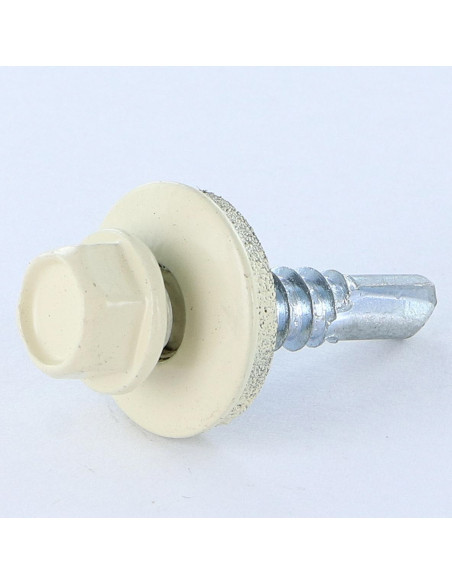 Autoperfurante cabeça hexagonal 5,5 x 25 Arruela estanque com junta de neopreno epdm Aço zinco branco RAL 1015