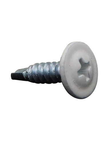 Autoperfurante cabeça redonda larga phillips dentado 4,2 x 16 Aço zinco branco RAL 9016