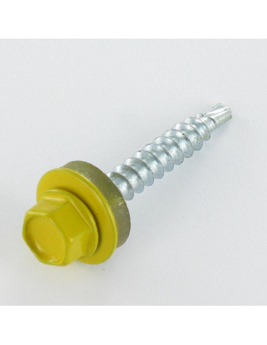 Autoperfurante cabeça hexagonal 4,8X35 Arruela estanque com junta de neopreno epdm Aço zinco branco RAL1032 amarelo