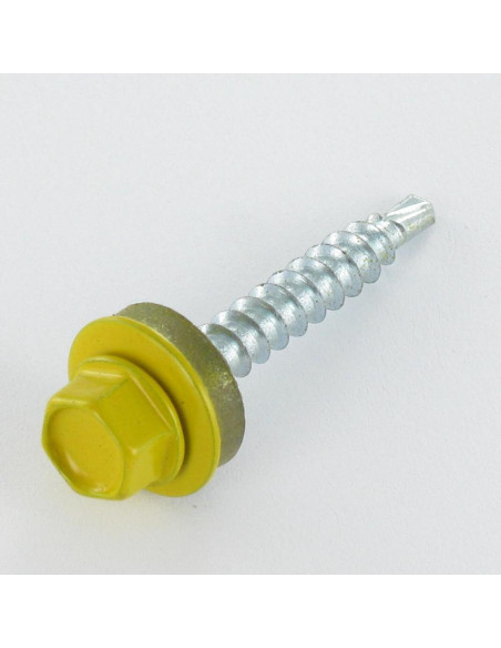 Autoperfurante cabeça hexagonal 4,8X35 Arruela estanque com junta de neopreno epdm Aço zinco branco RAL1032 amarelo