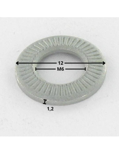 Arruelas de contacto M6X12X1,2 Aço zinco branco gama Z (estreita)