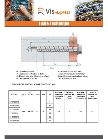 Parafuso de betão cabeça hexagonal flange com gola T18 12X80 Aço zinco branco