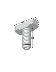 Parafuso de metais cabeça martelo M8X100 para 28/15 perfis Classe 8.8 com nozes Aço bruto 2