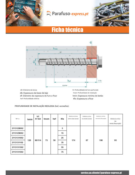 Parafuso de betão cabeça hexagonal flange com gola T18 12X150 Aço zinco branco