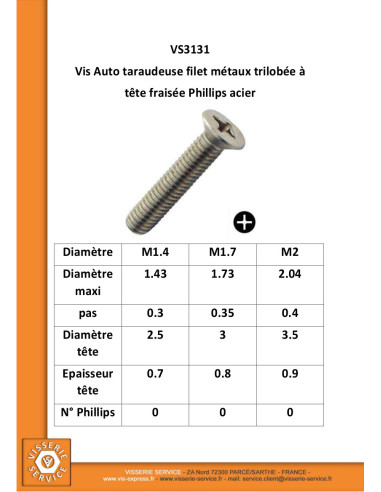 Parafuso autorroscante Perno metais cabeça fresada phillips Aço zinco branco 1,7X6 microparafusos