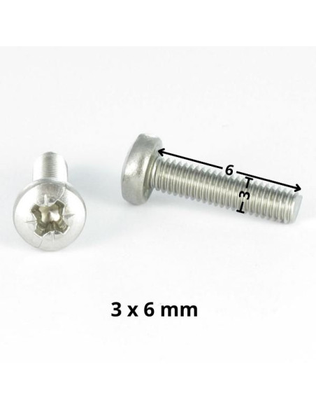 Parafuso de metais cabeça abaulada larga Pozi PZ5 M3X6 Aço zinco branco microparafusos