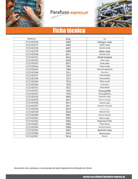 Autoperfurante cabeça hexagonal 4,8X35 Arruela estanque com junta de neopreno epdm Aço zinco branco RAL7036 cinzento