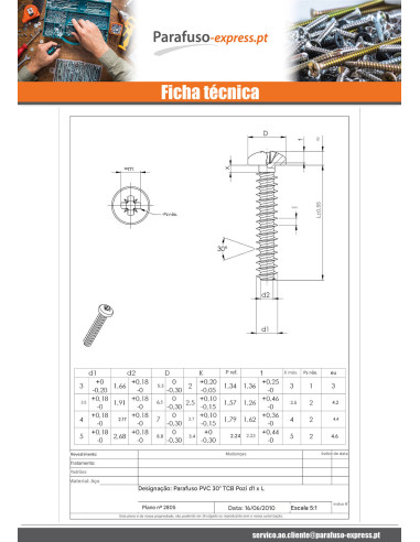 Parfuso de pvc cabeça cilíndrica panela Pozi PZ5 3X20 Aço zinco branco microparafusos