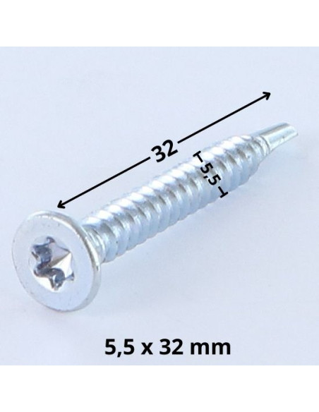 Autoperfurante cabeça fresada TORX T25 5,5 x 32 dentado Aço zinco branco