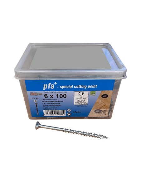 Balde de 85 Parafuso de madeira aglomerado 6X100 cabeça fresada TORX T30 cut ponto antifenda tipo 17 Aço zinco
