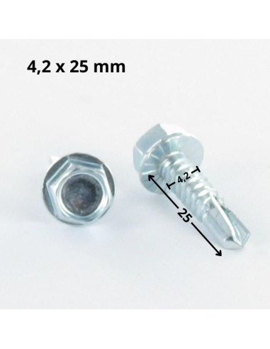 Autoperfurante cabeça hexagonal 4,2 x 25 rede de chapa Aço zinco branco